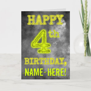 Spooky Glowing Aura Look "HAPPY 4th BIRTHDAY" Card