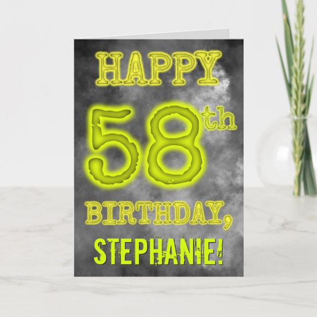 Spooky Glowing Aura Look "HAPPY 58th BIRTHDAY" Card (Front)