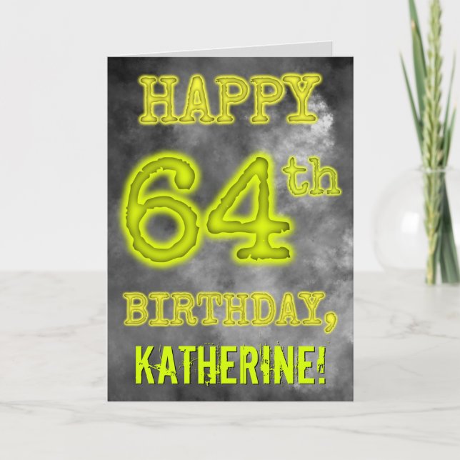Spooky Glowing Aura Look "HAPPY 64th BIRTHDAY" Card (Front)