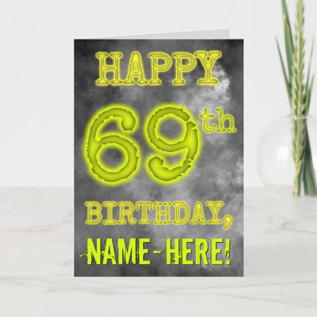 Spooky Glowing Aura Look "HAPPY 69th BIRTHDAY" Card (Front)