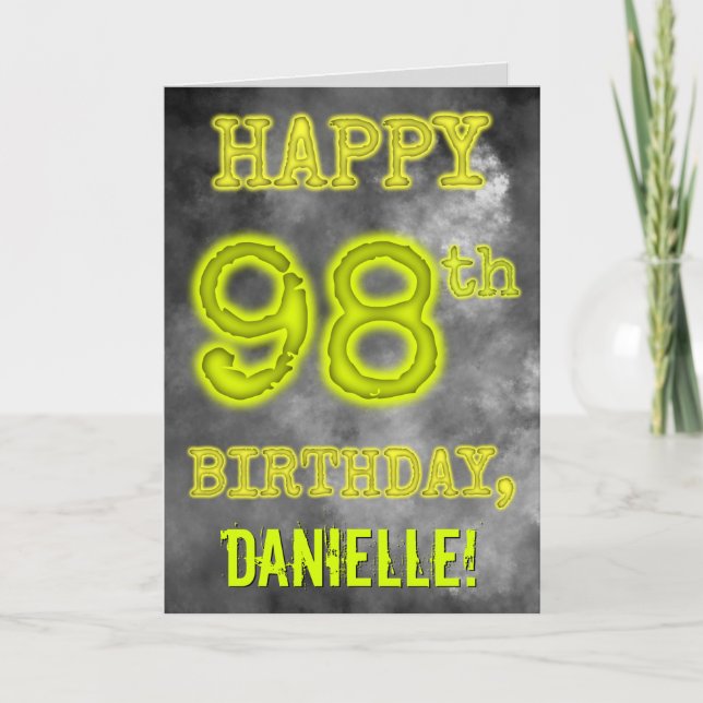 Spooky Glowing Aura Look "HAPPY 98th BIRTHDAY" Card (Front)