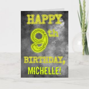 Spooky Glowing Aura Look "HAPPY 9th BIRTHDAY" Card