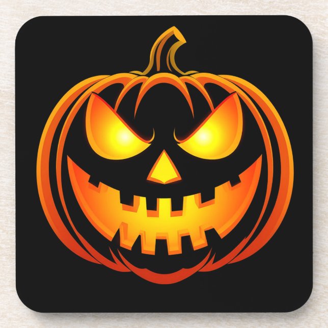 Spooky Glowing Halloween Pumpkin Coaster (Front)
