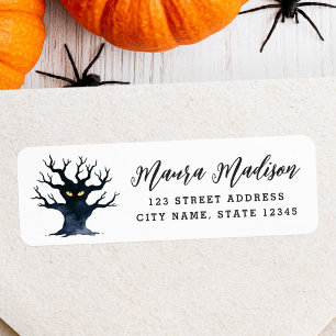 Spooky gnarly Halloween tree return address Label