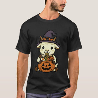 Spooky Goat Pumpkin Japanese Ramen Noodles T-Shirt