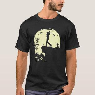 Spooky Golfing Halloween Golf Full Moon Scary Gol T-Shirt