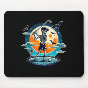 Spooky Golfing Skeleton Halloween Costume Funny Go Mouse Pad