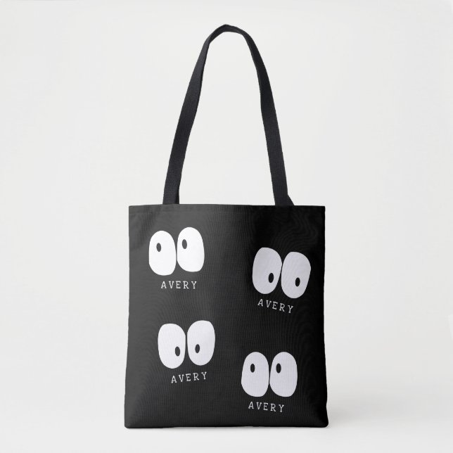 Spooky Googly Eye Modern Monogram Custom Halloween Tote Bag (Front)