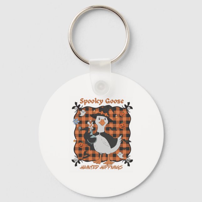 Spooky Goose Halloween Design Fall Decor Funny Com Key Ring (Front)