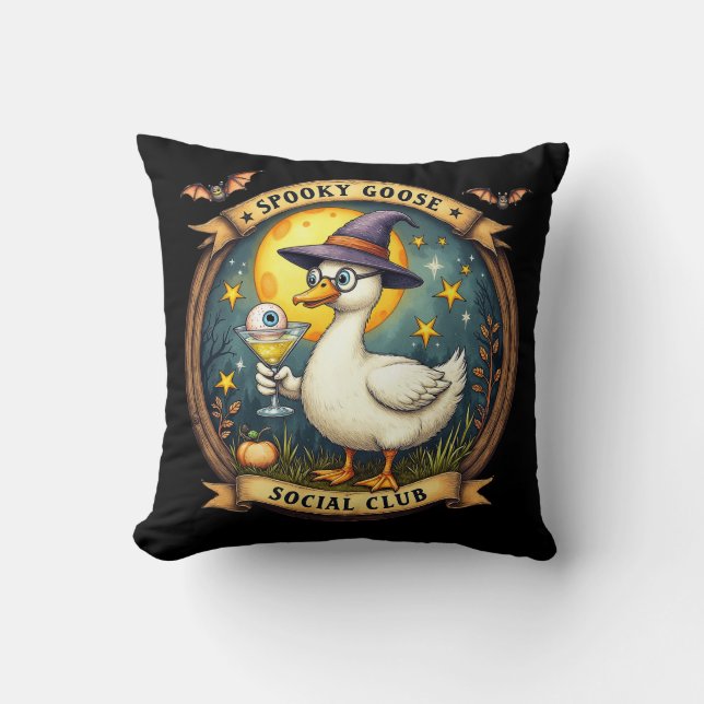 Spooky Goose Halloween Ilustration Graphic Cushion (Front)