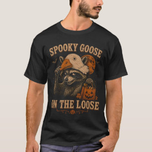 Spooky Goose on the Loose Funny Halloween Raccoon T-Shirt