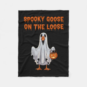 Spooky goose on the loose halloween funny ghost fleece blanket
