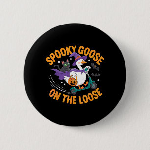 Spooky Goose On The Loose Witch Silly Goose Animal 6 Cm Round Badge