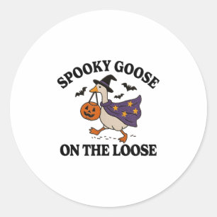 Spooky Goose On The Loose Witch Silly Goose Animal Classic Round Sticker