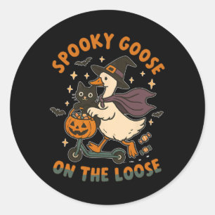 Spooky Goose On The Loose Witch Silly Goose Animal Classic Round Sticker