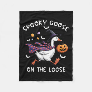 Spooky Goose On The Loose Witch Silly Goose Animal Fleece Blanket