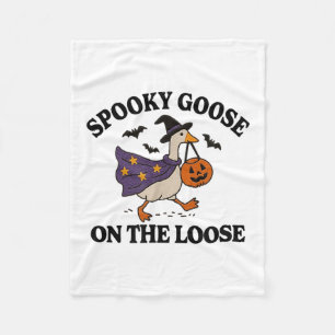 Spooky Goose On The Loose Witch Silly Goose Animal Fleece Blanket
