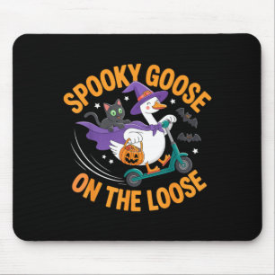 Spooky Goose On The Loose Witch Silly Goose Animal Mouse Pad