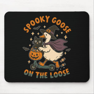 Spooky Goose On The Loose Witch Silly Goose Animal Mouse Pad