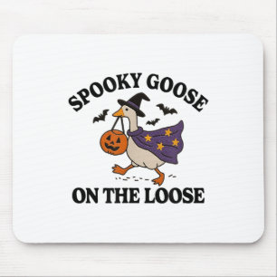 Spooky Goose On The Loose Witch Silly Goose Animal Mouse Pad