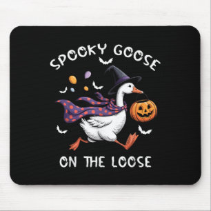 Spooky Goose On The Loose Witch Silly Goose Animal Mouse Pad