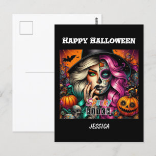 Spooky Goth Girl Halloween  Postcard