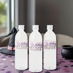 Spooky gothic birthday girl afro-puff water bottle label