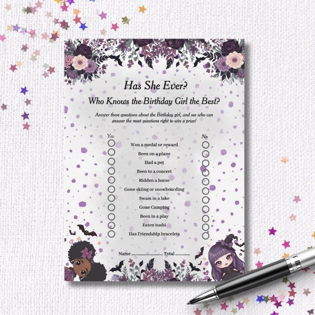 Spooky Gothic Birthday girl Has She Ever Game card (Spooky Gothic Birthday girl Has She Ever Game card)