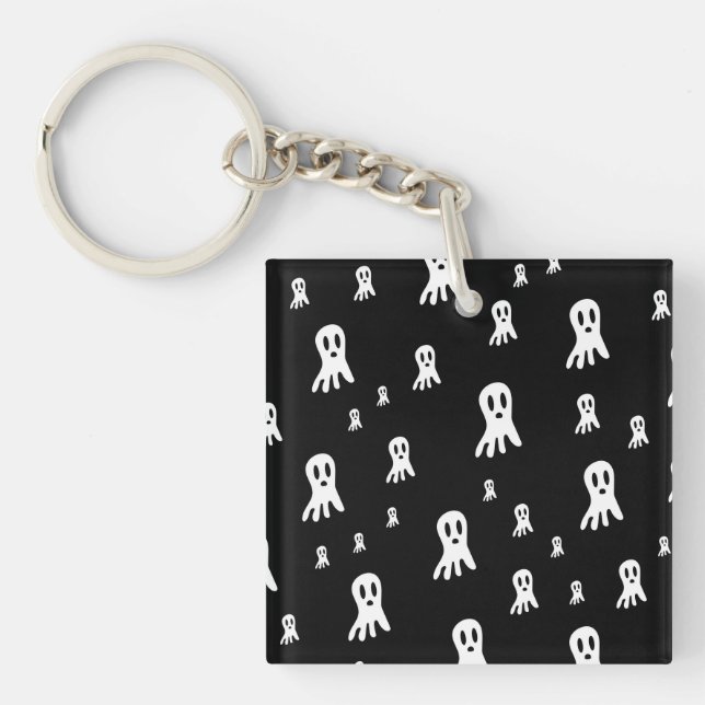 Spooky Gothic Ghost Illustration Key Ring (Front)