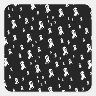 Spooky Gothic Ghost Illustration Square Sticker