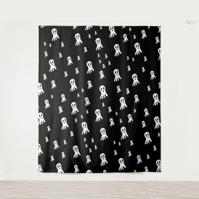 Spooky Gothic Ghost Illustration Tapestry (Front)