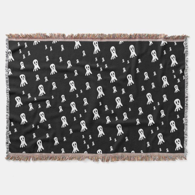 Spooky Gothic Ghost Illustration Throw Blanket (Front)