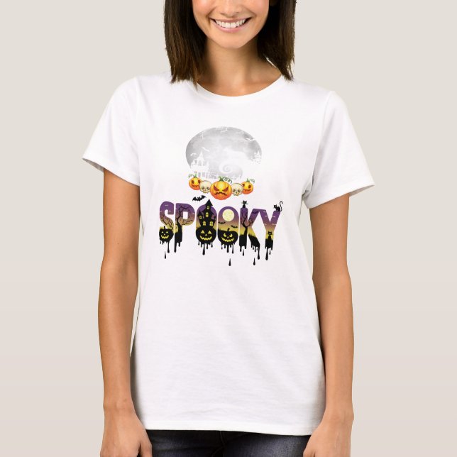 Spooky, Gothic Halloween T-Shirt (Front)