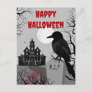 Spooky Gothic Happy Halloween Postcard