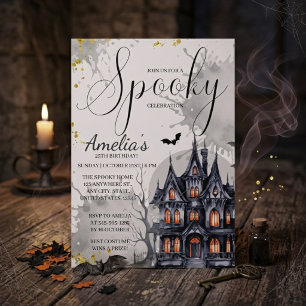 Spooky Gothic Haunted House Halloween Birthday Invitation