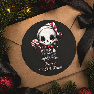 Spooky Gothic Merry Christmas Classic Round Sticker