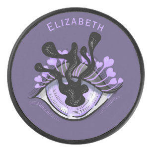 Spooky Gothic Purple Eye Halloween Art Hockey Puck