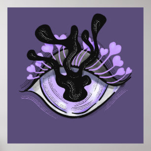 Spooky Gothic Purple Eye Halloween Art Poster