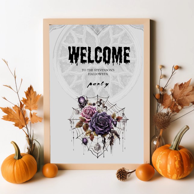 Spooky gothic roses & skull Halloween party Poster (Creator Uploaded)
