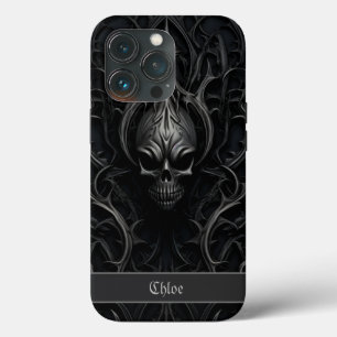 Spooky Gothic Skull Black & Grey iPhone 13 Pro Case