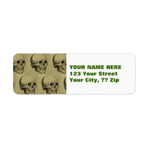 Spooky Gothic Skulls Pattern Halloween Return Address Label