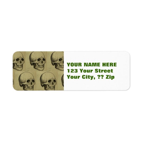 Spooky Gothic Skulls Pattern Halloween Return Address Label