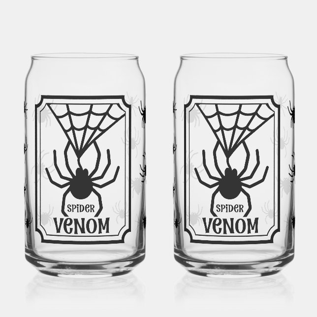 Spooky Gothic Spider Web Drinkware  Can Glass (Left)