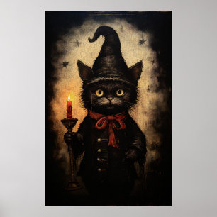 Spooky Gothic Vintage Cat Poster