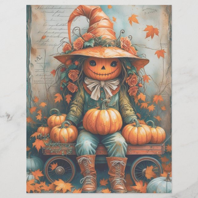 Spooky Gothic Vintage Halloween Scrapbook Paper  (Front)