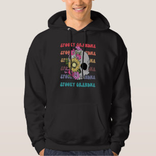 Spooky Grandma Groovy Floral Skeleton Halloween Co Hoodie