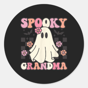 Spooky Grandma Halloween Ghost Costume Retro Groov Classic Round Sticker