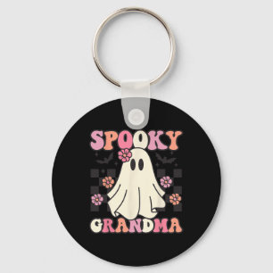 Spooky Grandma Halloween Ghost Costume Retro Groov Key Ring