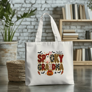 Spooky Grandma Halloween Leopard Print Mix Tote Bag