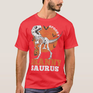 Spooky Granny Saurus Dinosaur Skeleton T re Pumpki T-Shirt